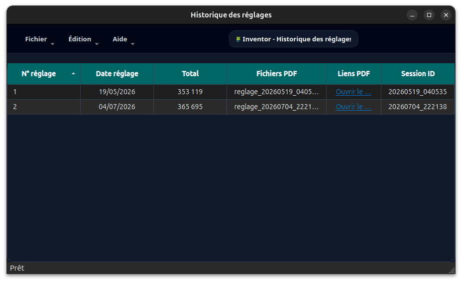 Historique des règlements dans Iventor